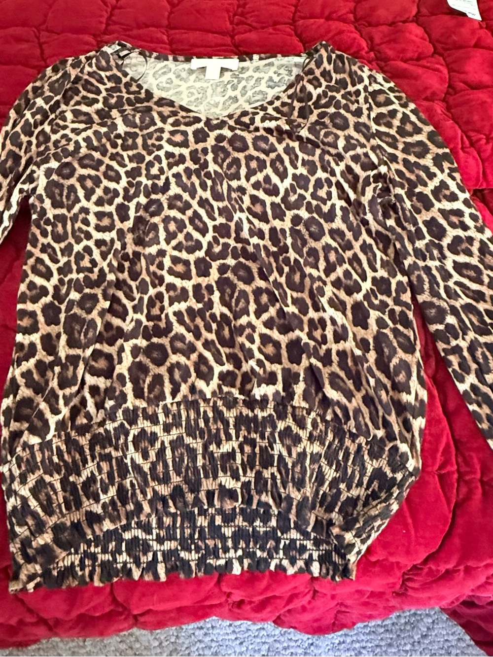 Michael Kors Leopard Print Long Sleeve Blouse - Brown & Black